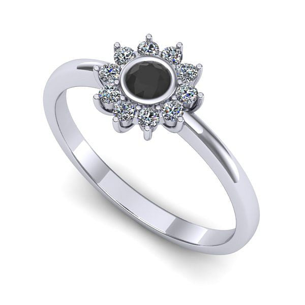 Inel din aur alb cu diamant negru