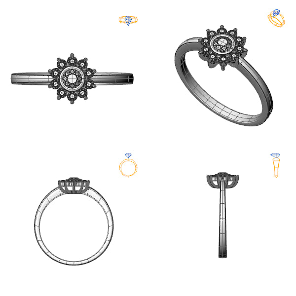 Inel logodna halo cu diamant negru