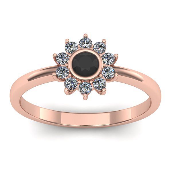 Inel de logodna cu diamant negru rotund