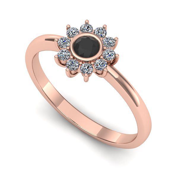 Inel din aur roz cu diamant negru