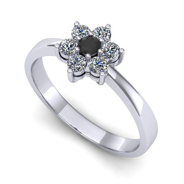 Inel din aur alb cu diamant negru