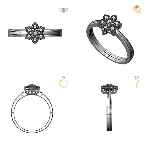 Inel de logodna halo cu diamant negru