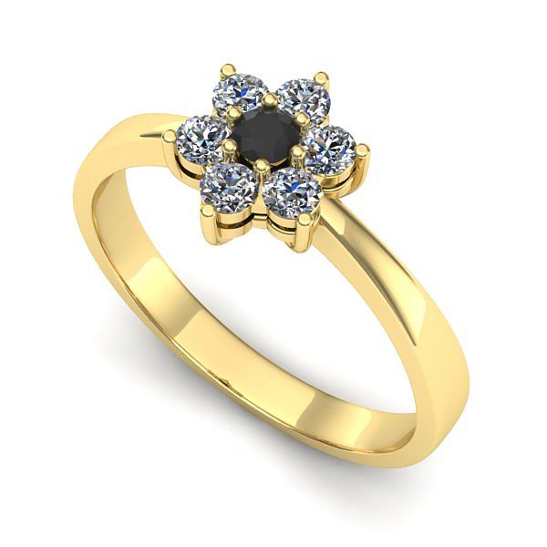 Inel logodna din aur galben cu diamant negru