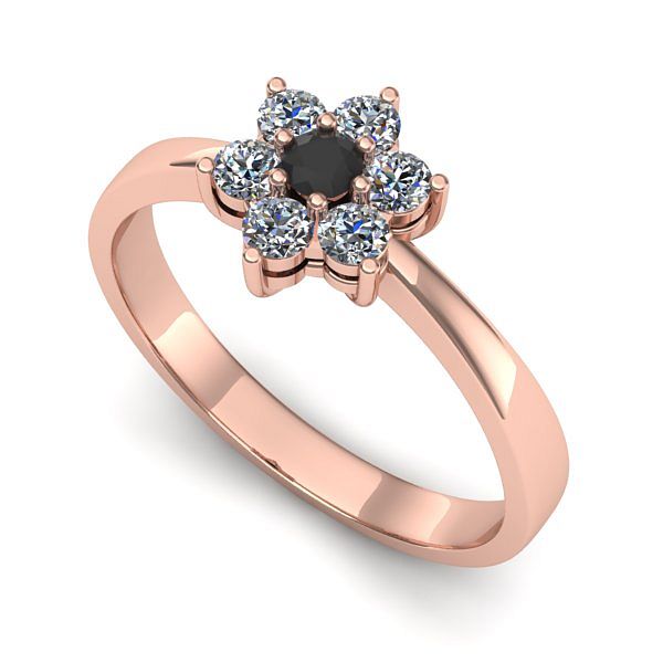 Inel logodna din aur roz cu diamant negru