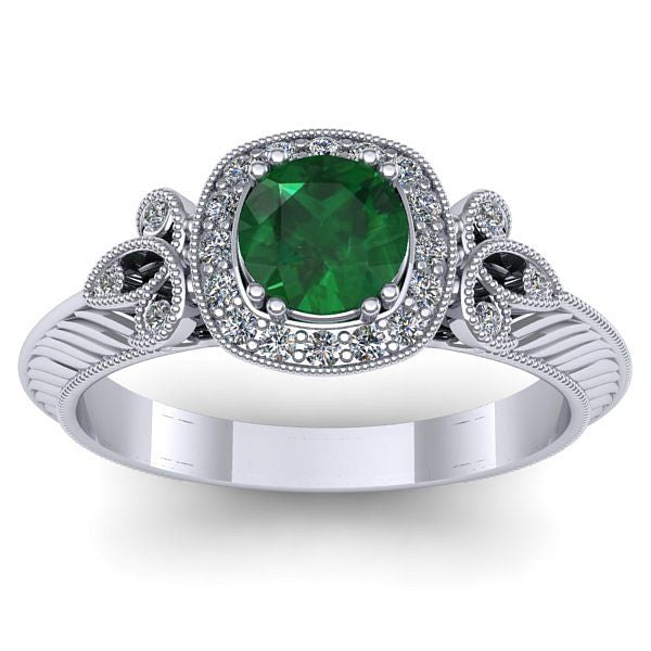 Inel de logodna cu smarald rotund