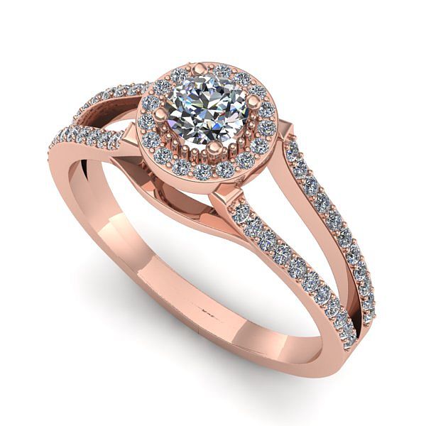 Inel din aur roz cu diamant