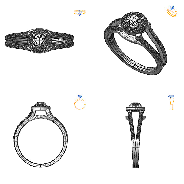 Inel halo cu diamant de laborator