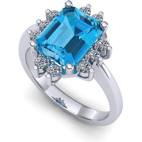 Inel logodna din aur alb cu topaz blue