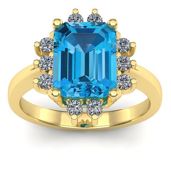 Inel cu topaz blue dreptunghiular