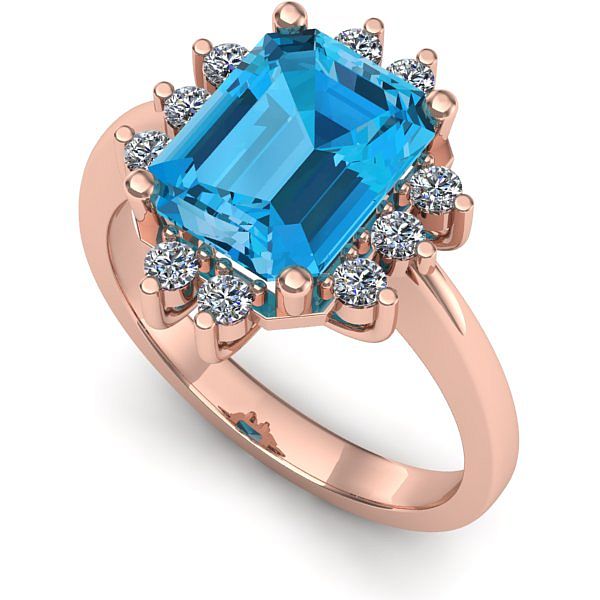 Inel logodna din aur roz cu topaz blue