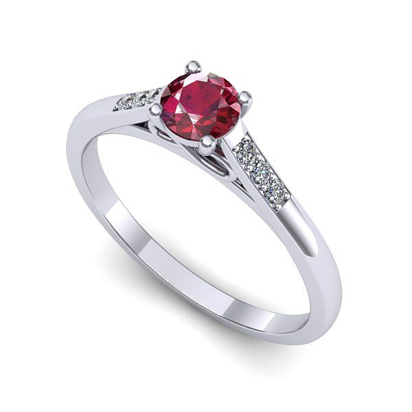 Inel din aur alb cu rubin