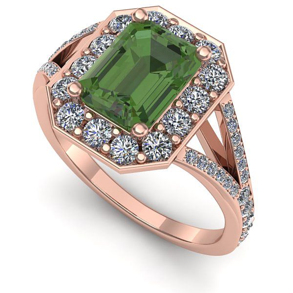 Inel de logodna din aur roz cu peridot