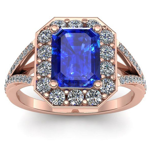 Inel logodna cu safir dreptunghiular