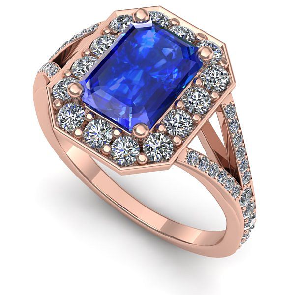 Inel din aur roz cu safir