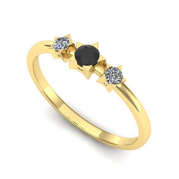 Inel logodna din aur galben cu diamant negru