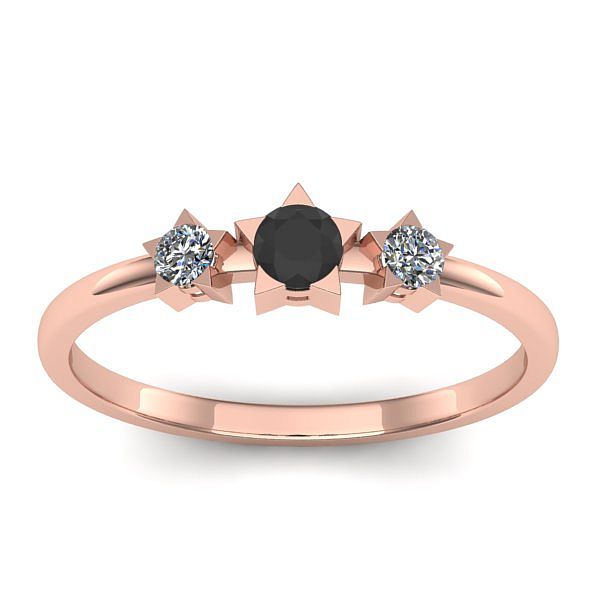 Inel logodna cu diamant negru rotund