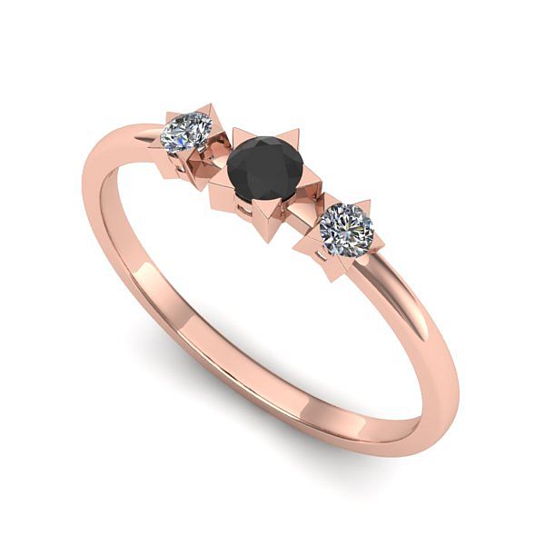 Inel de logodna din aur roz cu diamant negru