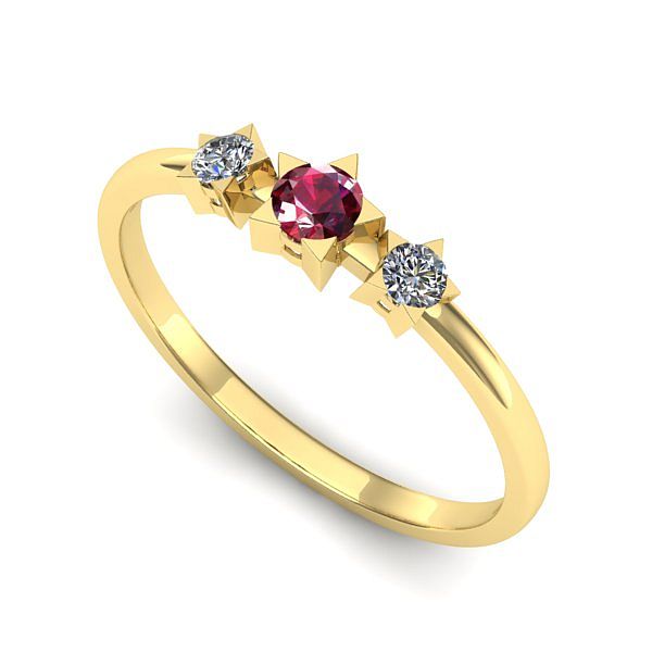 Inel de logodna din aur galben cu rubin