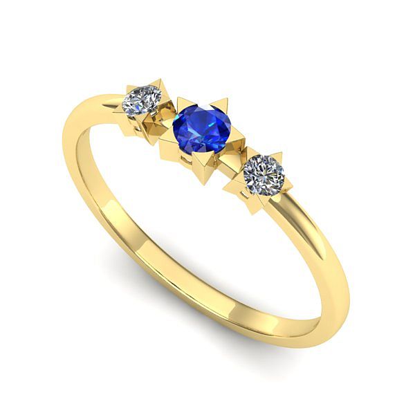 Inel logodna din aur galben cu safir