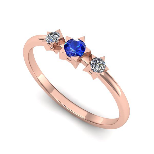 Inel logodna din aur roz cu safir