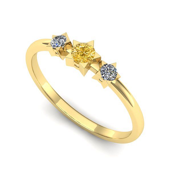 Inel de logodna din aur galben cu safir galben