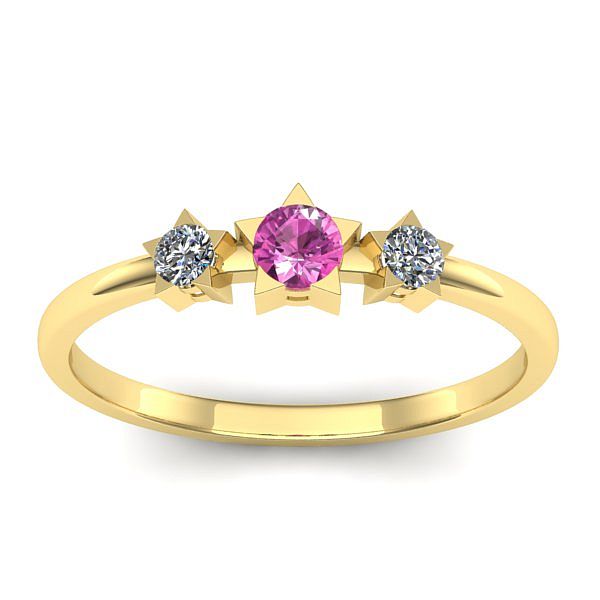 Inel cu safir roz rotund