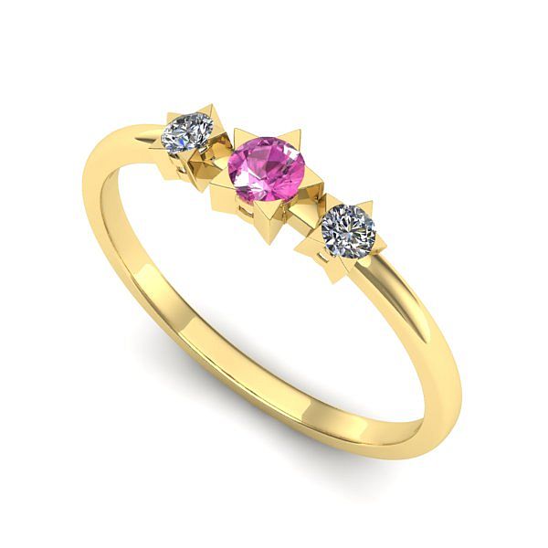 Inel logodna din aur galben cu safir roz