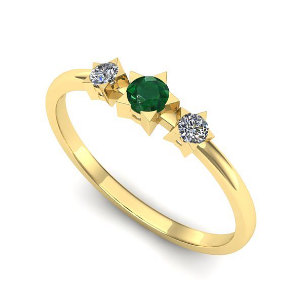 Inel logodna din aur galben cu smarald