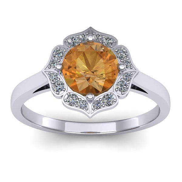 Inel logodna cu citrin rotund