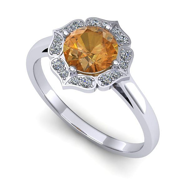 Inel logodna din aur alb cu citrin