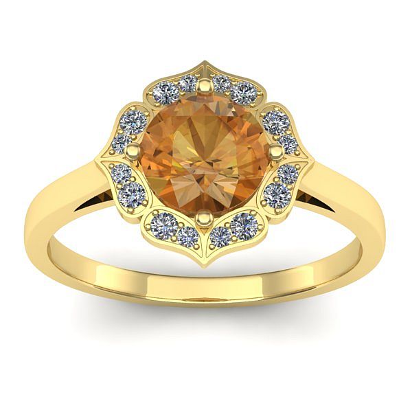 Inel cu citrin rotund