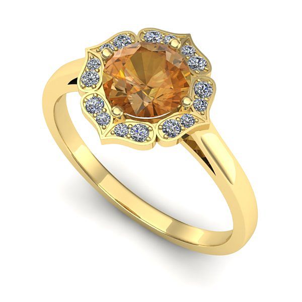 Inel de logodna din aur galben cu citrin