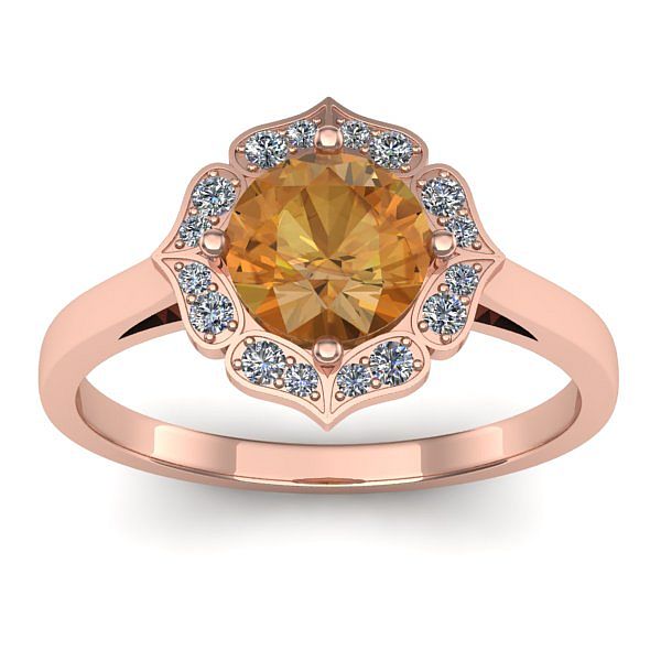 Inel cu citrin rotund