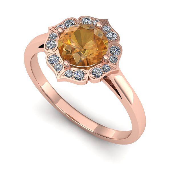 Inel logodna din aur roz cu citrin