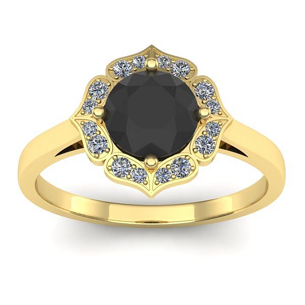 Inel logodna cu diamant negru rotund