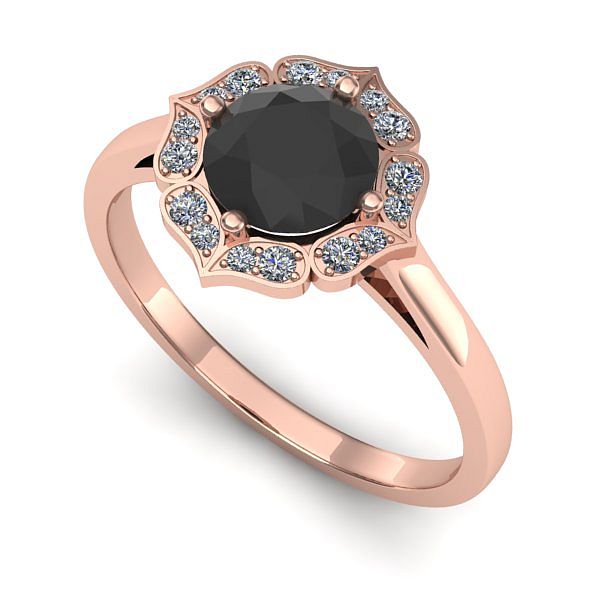 Inel logodna din aur roz cu diamant negru