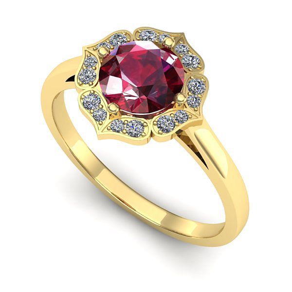 Inel logodna din aur galben cu rubin