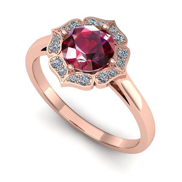 Inel din aur roz cu rubin