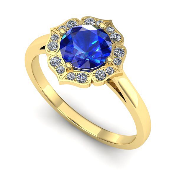 Inel de logodna din aur galben cu safir