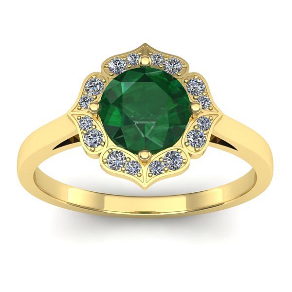 Inel cu smarald rotund