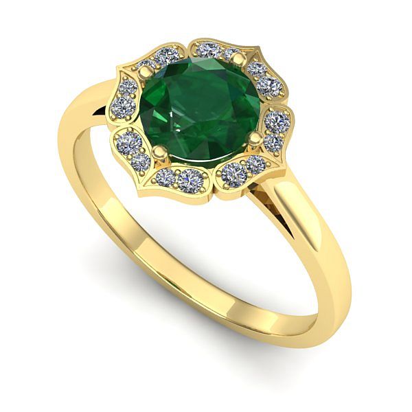 Inel de logodna din aur galben cu smarald