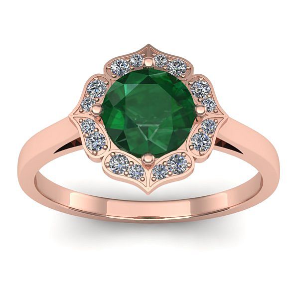 Inel de logodna cu smarald rotund
