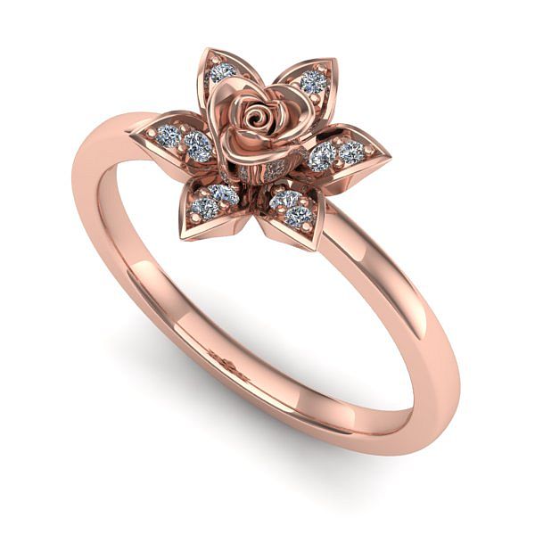 Inel din aur roz cu diamant