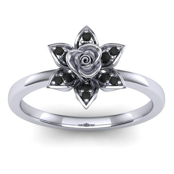 Inel cu diamant negru rotund