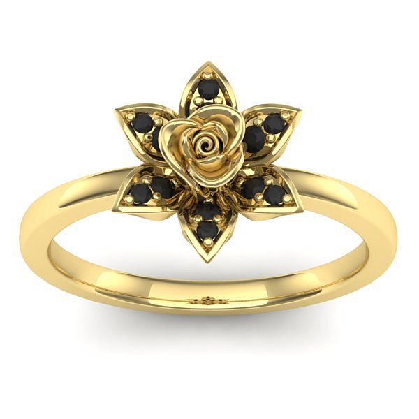 Inel logodna cu diamant negru rotund