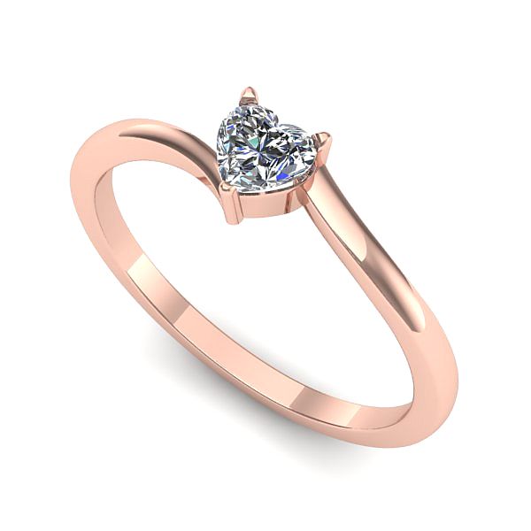 Inel logodna din aur roz cu diamant