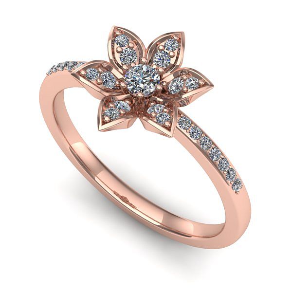 Inel din aur roz cu diamant
