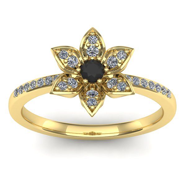 Inel cu diamant negru rotund