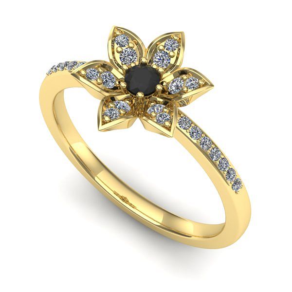 Inel logodna din aur galben cu diamant negru