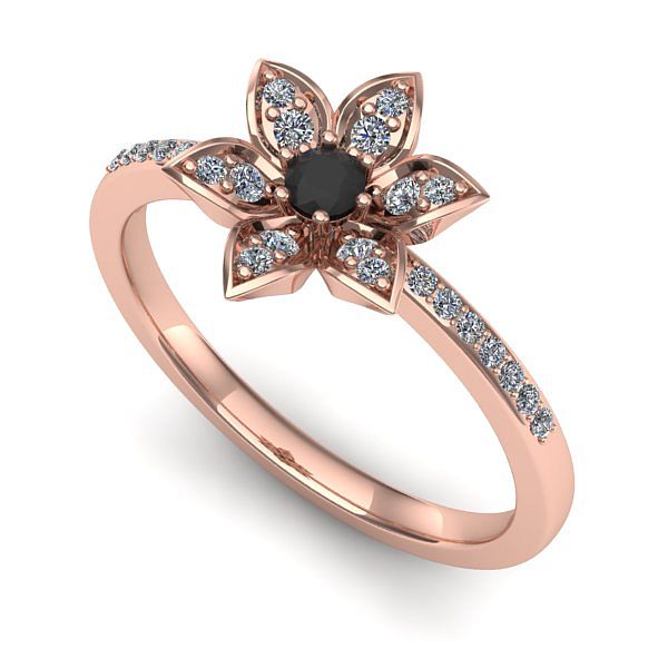 Inel de logodna din aur roz cu diamant negru